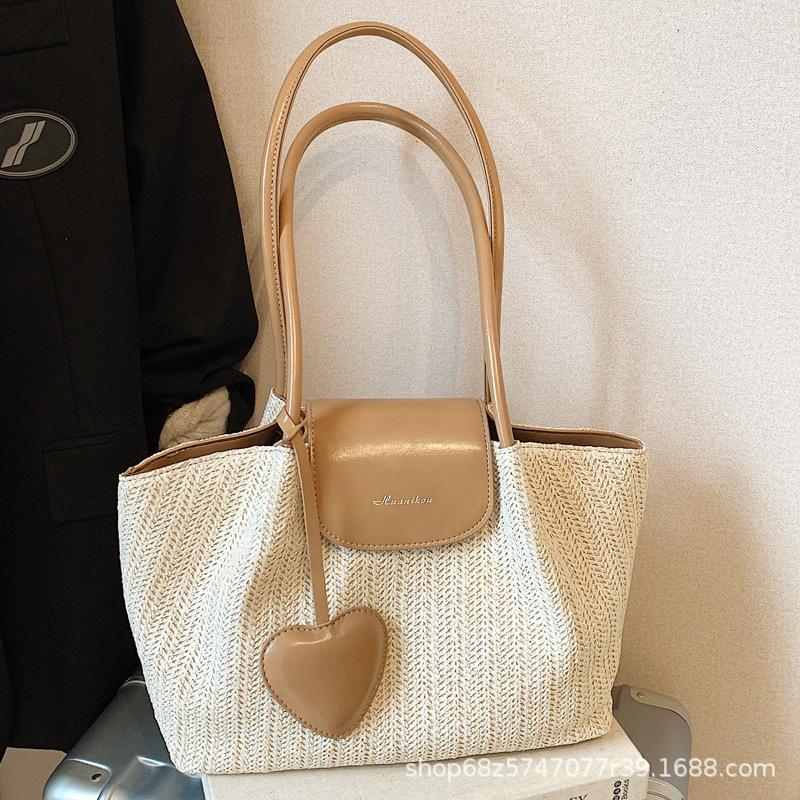 Straw Bag Women's 2025 New Seaside Woven Handbag Niche Crossbody Bag Versatile Tote Bag Is Popular This Year