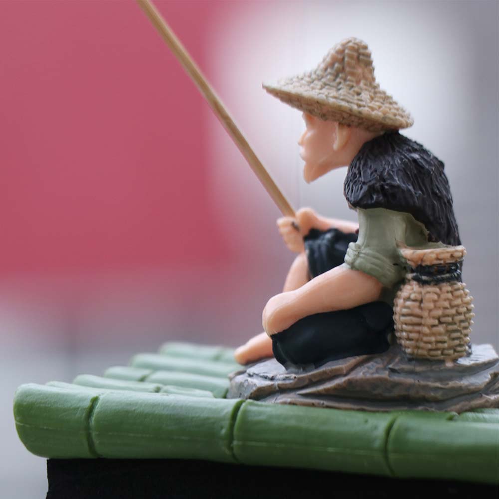 Miniature Fisherman Figurine Auto-Floating Fish Tank Decorations Landscaping Crafts Aquarium Use