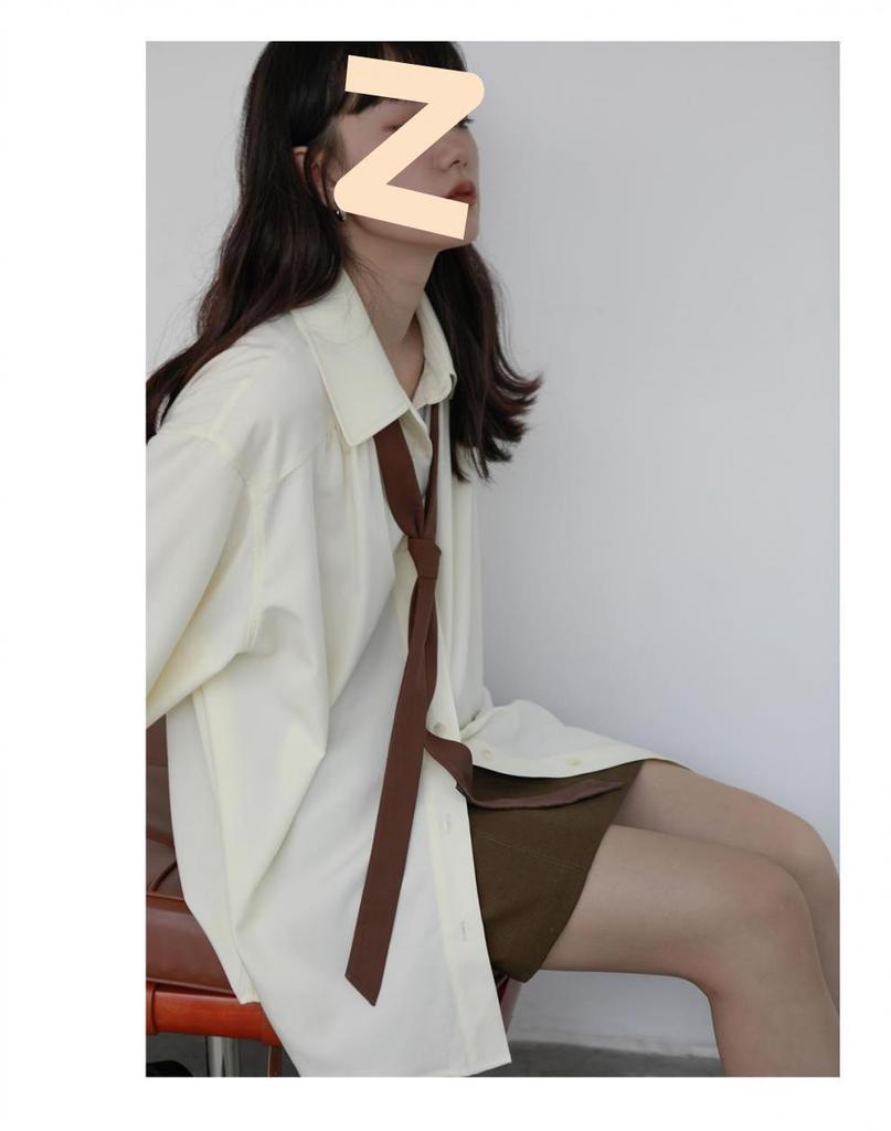 Damen Schlankmachende Lockere Bindebluse - Frühherbst Kühles Design