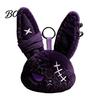 Stress Relief Plush Doll with Metal Hanging Loop, Dark Style Rabbit Pendant Bandage Stitched Keychain Toy, Funny Expression Doll, Collectible Toy Loop