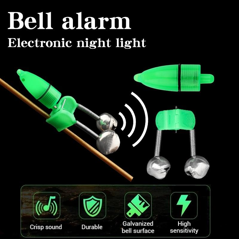 5/10pcs Fishing Bite Alarms Fishing Rod Bells Tip Clip Bells Ring Green ABS Fishing Accessory Outdoor Pole Fish Bites Indicators