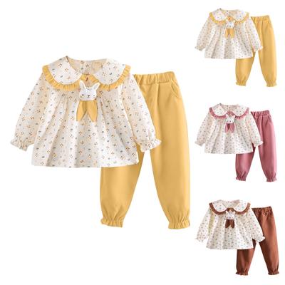 Girls Top Pants Two-piece Round Neck Sweater Long Sleeve Pants Set