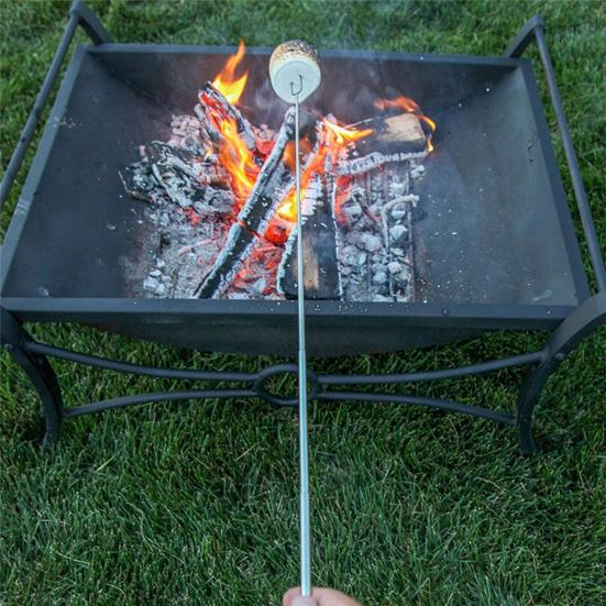 Telescopic BBQ Fork Stainless Steel U-shaped Kabob Skewers Extendable Marshmallow Hot Dog Roasting Sticks for Campfire Picnic Outdoor Cooking