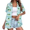 Women's Fashion Casual Short Sleeve Button Lapel Shirt Tops