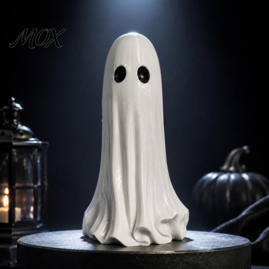 Spooky Tabletop Ornament Light Up Ghost Halloween Lamp, 3D Printed LED Figurine, Creative Window Display Glowing Decoration for Mantel, Shelf, Tiered