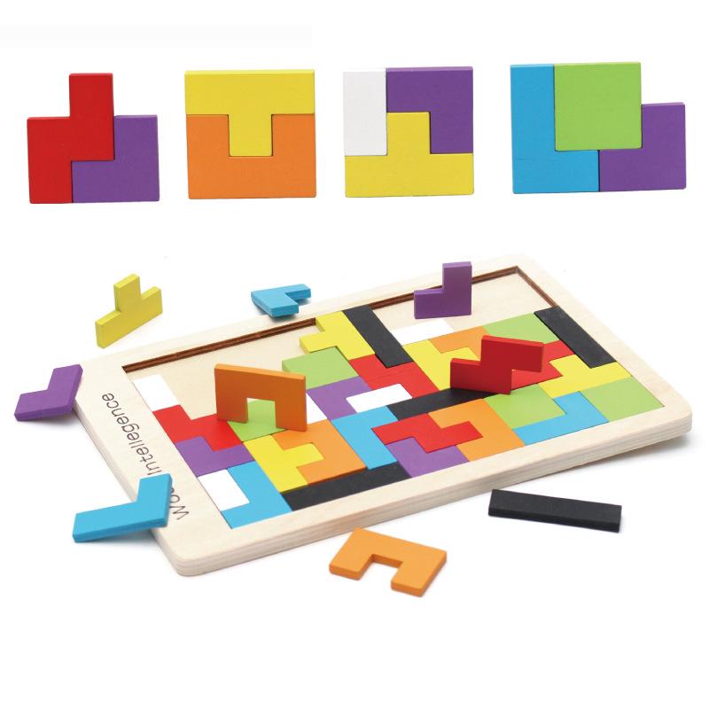 Tetris Wooden Jigsaw & Building Blocks Game - Educational Toys for Kids