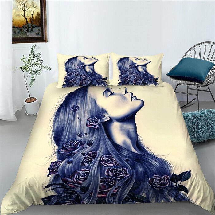 3D Printed Ultra-fine Fiber Bedding Set King Queen Bed Down Duvet Cover Pillowcase 2/3pc European and American Style Bed Cover Home Textile