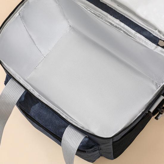 Insulated Lunch Bag Double Deck Reusable Picnic Bag with Pocket for Phones Wallets Thickened