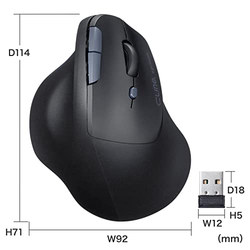 Sanwa Supply Ergonomic Mouse Wireless All Buttons Quiet Tendonitis Prevention Blue LED 5 Buttons MA-EWBS513BK