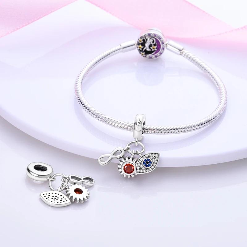 Original Charmscopper Eternal Symbol Sun Eyes Pendants Fit Charms Platabracelets For Women Women Jewelry Making Diy