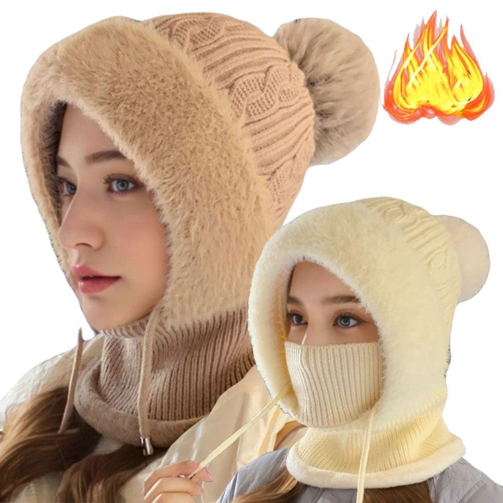 Warme Beanie Mütze Ohrenschutz Sturmhaube Mode Strickmütze Damen
