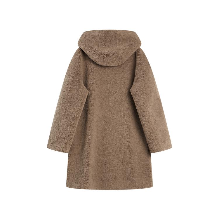 ELLE French Vintage Mid-Length Casual Versatile Hooded Long Sleeve Fleece Coat Women outerwear EF53013