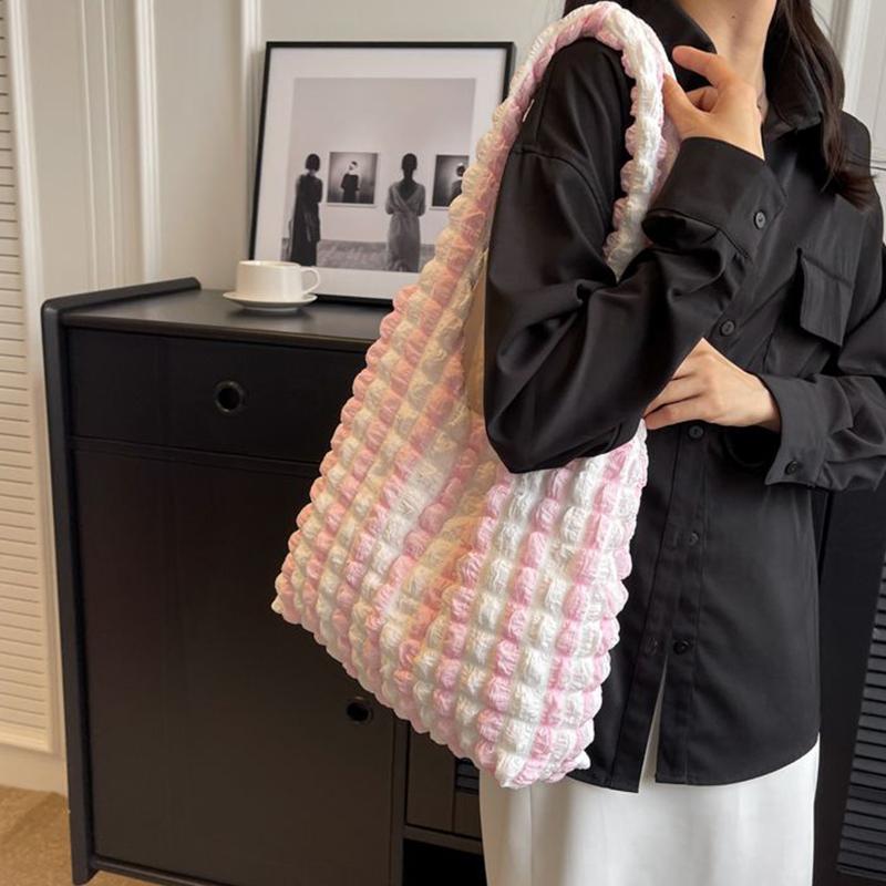 Yogodlns Sommer Stripe Bobleveske For Kvinner Godterifarge Skulderveske Shopping Tote Håndveske Jenter Armhuleveske Pung