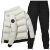2024 Men's Trendy Stand-Up Collar Jacket & Long Pants Set - Winter Warmth & Style