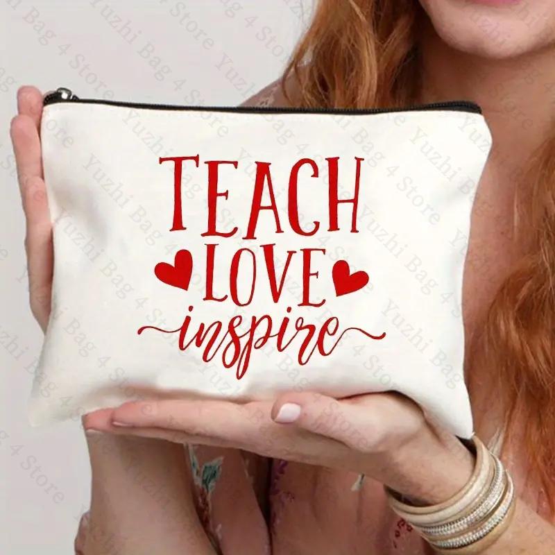 Thank You Helping Me Grow Teacher's Makeup Bag Letter Print Cosmetic Bag Pouch Purse Zipper Pouches Graduation Gift for Teacher