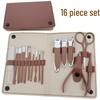 16-Piece Multifunctional Manicure Set: Eyebrow Trimmer, Nail Clippers, Beauty Scissors, Glass File, Foot Planer, Nail Groove Pliers.