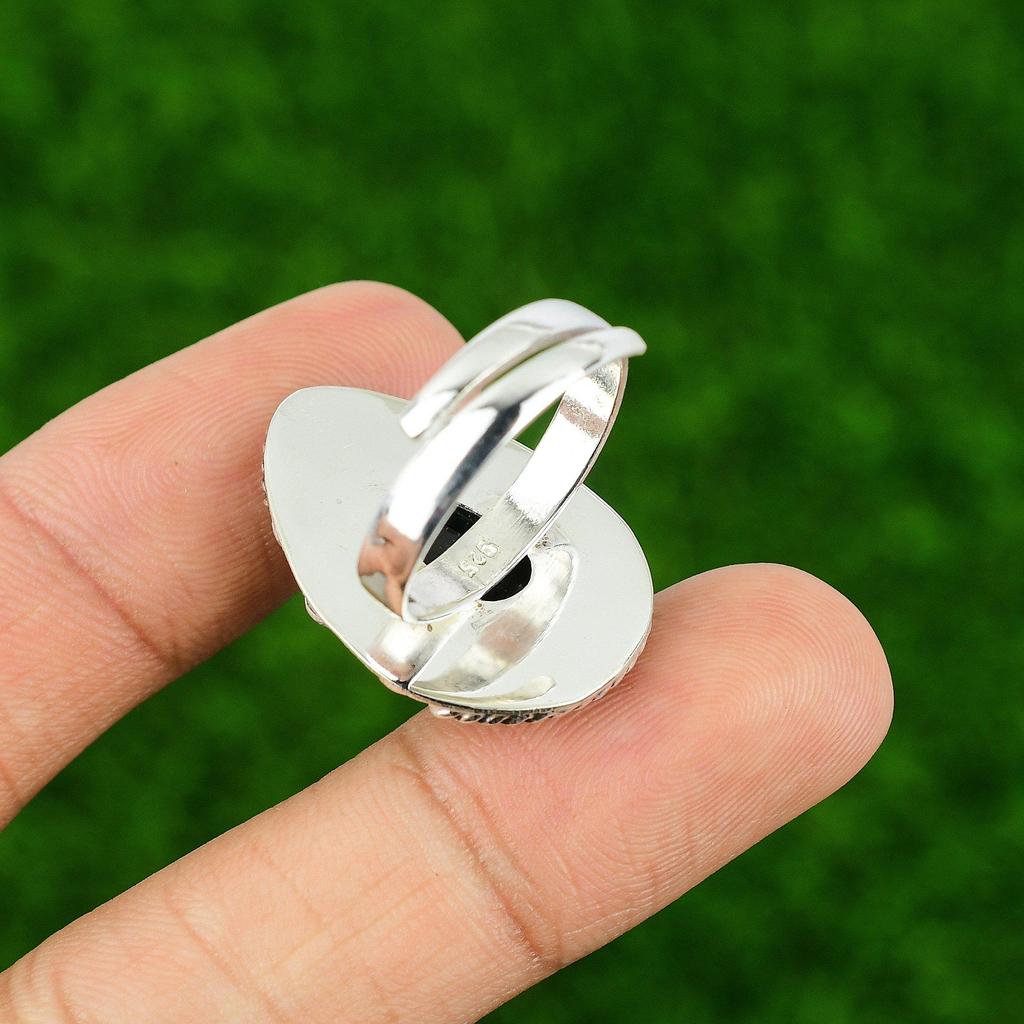 925 Silver Black Tiger's Eye Gemstone Wedding Promise Sacral Chakra Boho Ring