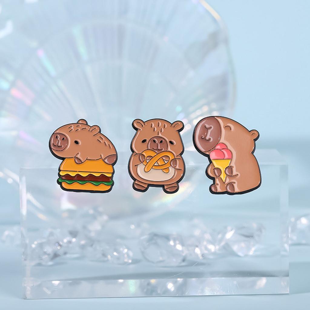 Packung mit 8 Capybara Metall-Anstecknadeln Tier-Anstecknadel Stilvolle Korsagen-Anstecknadel Bekleidungsaccessoire für Modebegeisterte