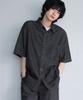 Awodeijeu Cool Linen-Like Denim Half Shirt [Grayish Black]