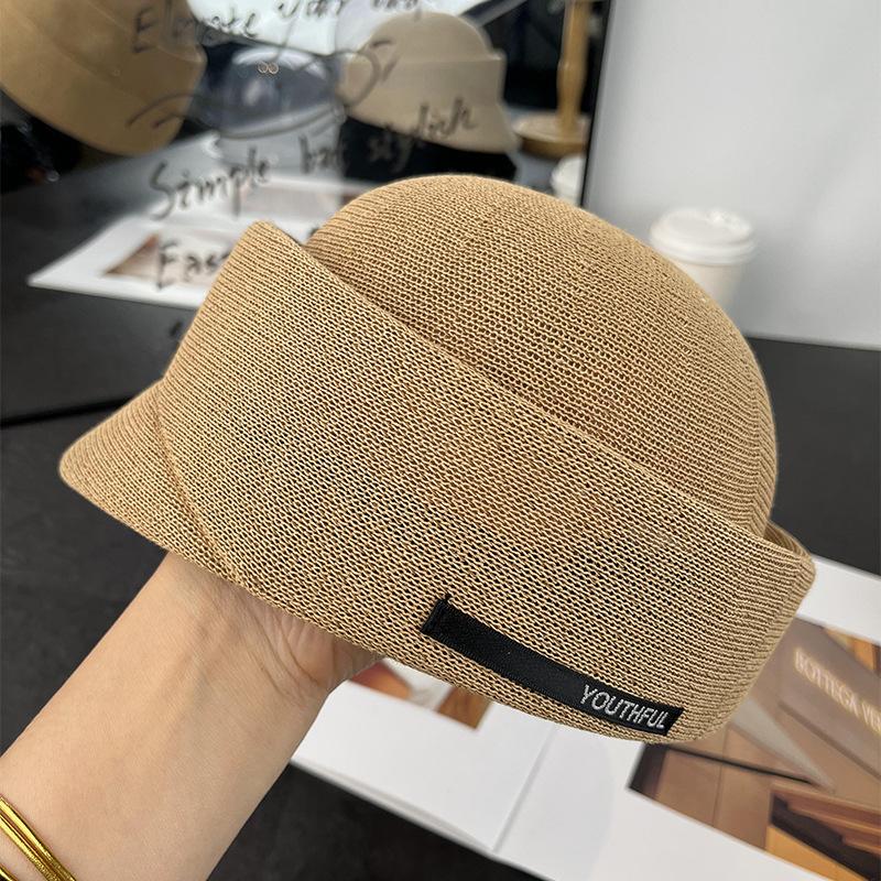 New Solid Color Knitted Cap Cap Women's Summer Outdoor Travel Sunscreen Visor Light Breathable Short Brim Equestrian Hat