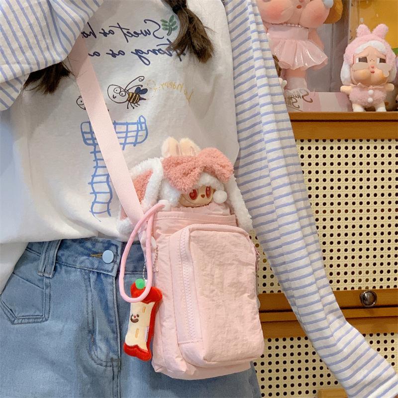 Fresh and Sweet Messenger Bag Can Hold Water Cup Girl Heart Small Square Bag Double-layer Storage Light Mobile Phone Shoulder Bag