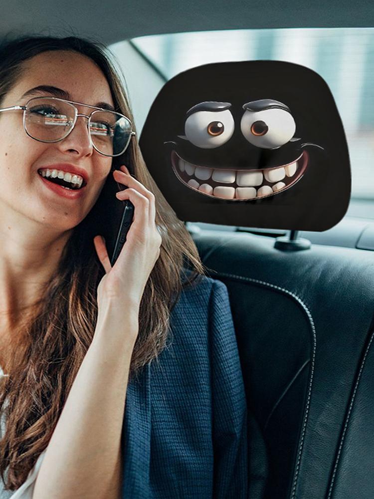 2pcs Halloween Headrest Covers Automobile Headrest Protector Elastic Head Rest Covers for Auto Front Seat Rest Decoration