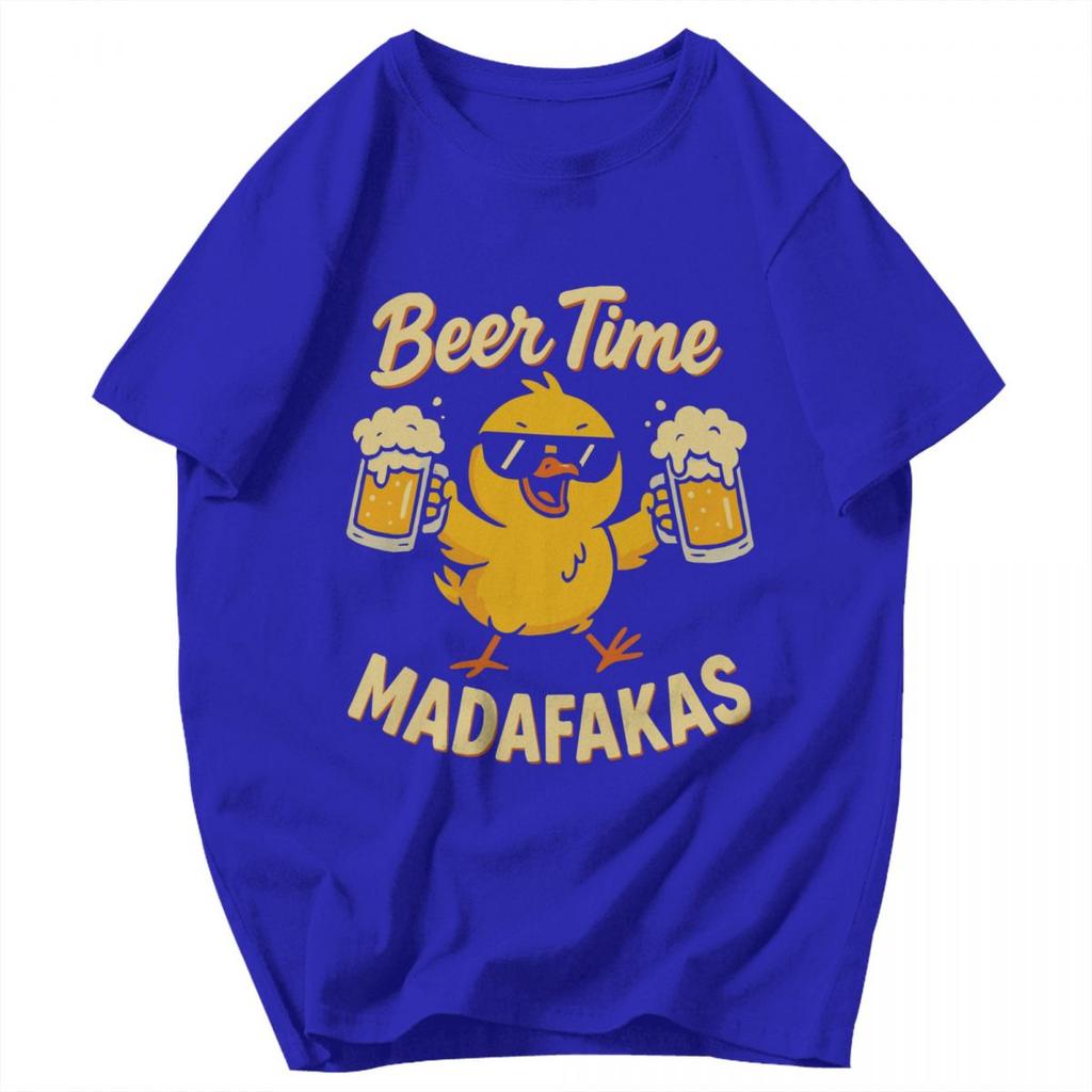 Men T Shirt Beer Time Madafakas Drinking Beer Lovers Idea Y2K Graphic Tees Unisex Clothing T Shirts