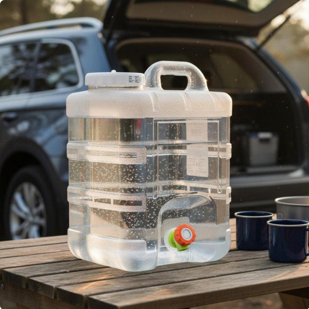 Portable Water Container Builtin Faucet Large Capacity Carrier LeakResistant Seal for Campers,