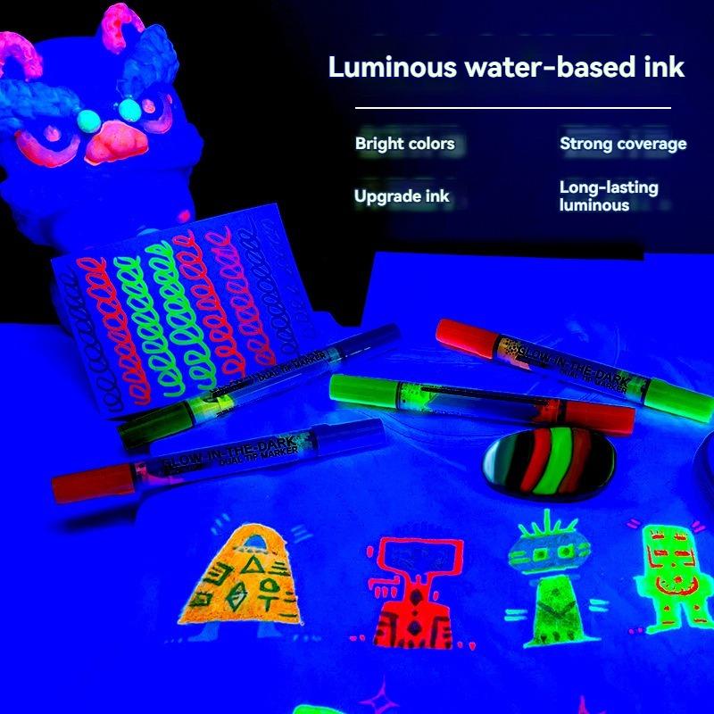 8 Colors/set Neon UV Fluorescent Acrylic Paint Pens, Paint Markers, Glow in The Dark Bright DIY Luminous Marker Pen Art Supplies