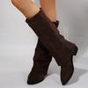 Women's Knee High Boots Autumn Fashion Pointed Toe Shoes Classics Women Western Cowboy Boots Denim Knight Boot Botas Mujer