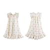 French Sweet Girl Cherry Print Sleeveless Long Cotton Nightgown