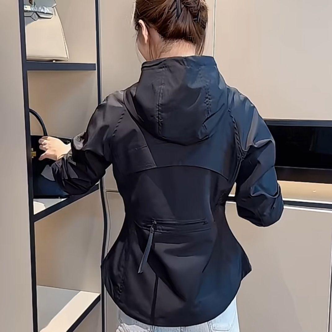 

2024 Осенняя женская приталенная куртка-ветровка с капюшоном - Повседневный, универсальный и стильный короткий топ 4XL