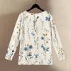 Women's Fashionable And Casual Shirt Long Sleeve Round Neck Solid-color Cotton And Linen Blouse Top