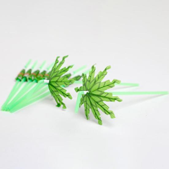 20Pcs Party Straws Hawaiian Style with Umbrella Coconut Palm Design Disposable Party Straws Perfect