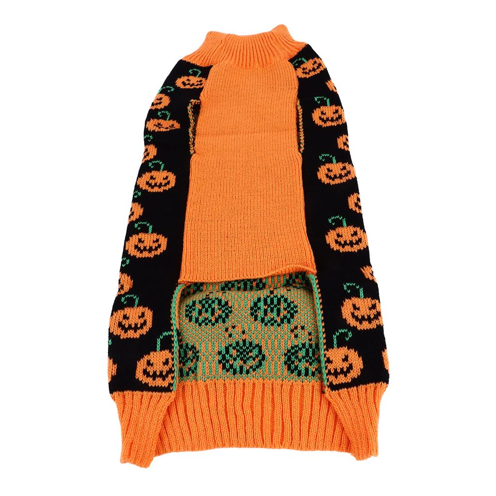 Halloween Hunde Pullover Niedliches Kürbis Muster Hunde Kürbis Rollkragen Hunde Strickwaren für Kleine Hunde Welpen