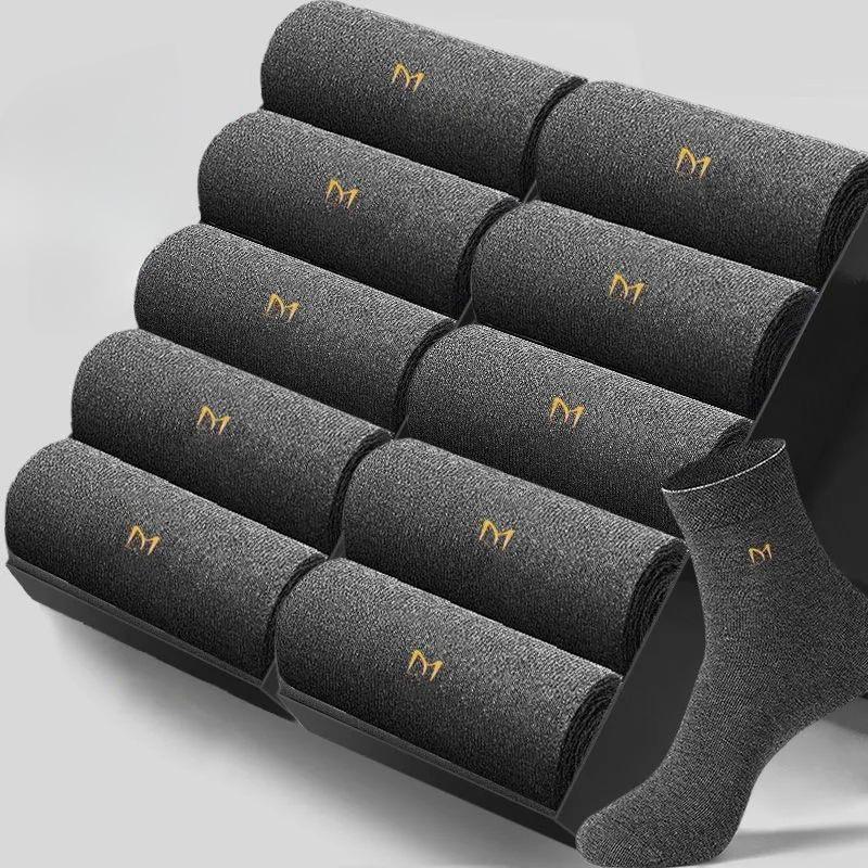 Men's Cotton Socks: Deodorant, Sweat-Absorbent, Lightweight, Year-Round Business & Sports Style, Versatile Mid-Tube Design