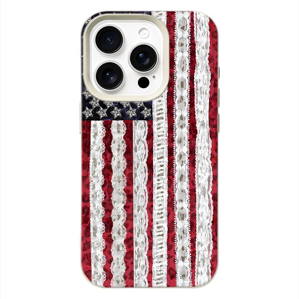 

Lace Flag Vintage Phone Case For Samsung A05S A06 07 15 16 34 35 53 54 55 S23 24 25 Ultra S24 FE A17 26 36 56 Protective Cover Samsung A54