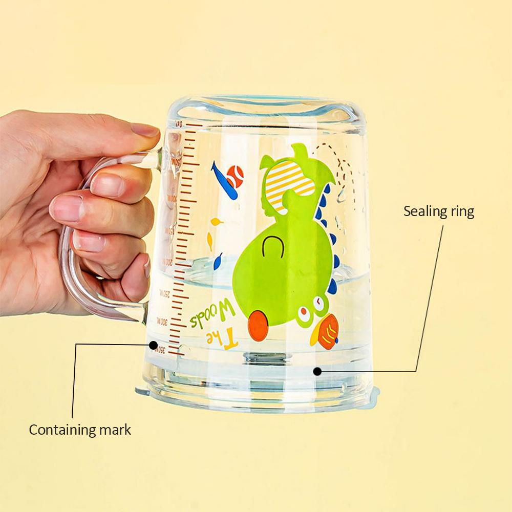 Tazza da latte per bambini unicorno carino da 350 ml con scala Tazza da colazione trasparente con coperchio e cannuccia Tazza di vetro cartoon per bambini Drinkware