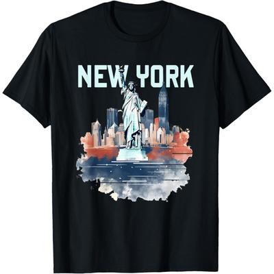 Camiseta Nova York Skyline Centro Estátua da Liberdade NYC(4)