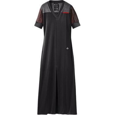 Originals Logo Besticktes V-Ausschnitt Lang Kurzarm Kleid Damen Kleider Grau DT9489