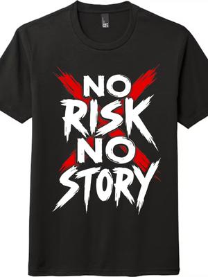 Unisex Lässig „Kein Risiko, keine Geschichte“ Ausgefallenes T-Shirt Herren Damen T-Shirts Oberteil|Tägliches, Fitnessstudio und Outdoor-Abenteuer T-Shirt