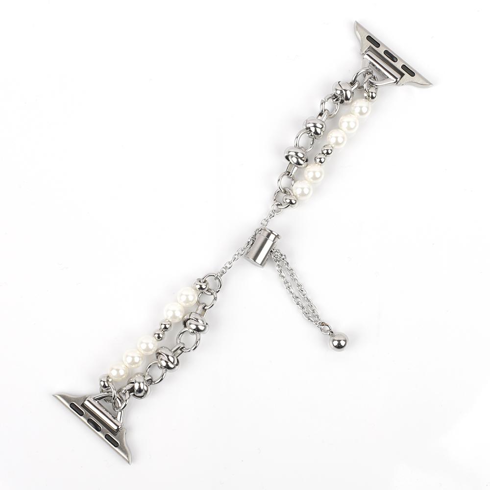 

Metal Chain Band 42mm 44mm 40mm 38mm 41mm Pearl Pendant Beaded Watch Strap Women Bracelet Wristband Adjustable Watchband for 38 40 41mm