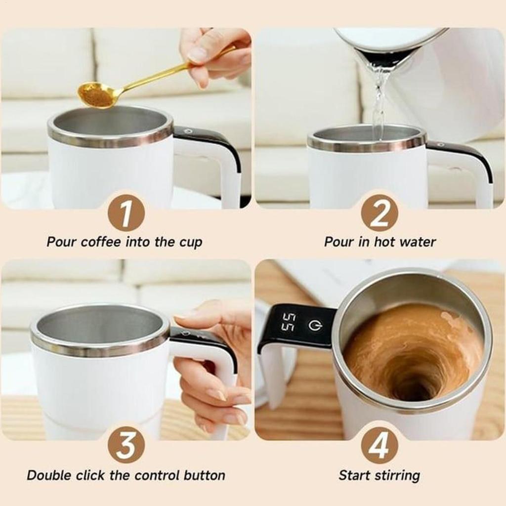 Magnetic Stirring Coffee Mug Electric Rechargeable Self Stirring Cup with LCD Thermometer for Milk Cocoa Office Kitchen Travel