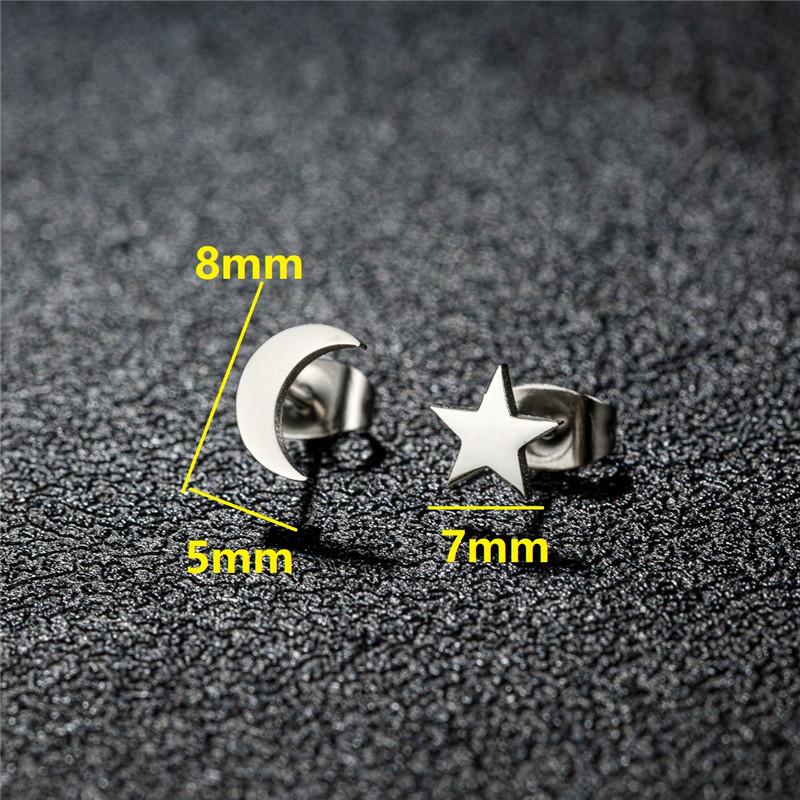 Stainless Steel Star Moon Stud Earrings for Women Everyday Mothers'day Celestial Birthday Gift Crescent Piercing Jewelry