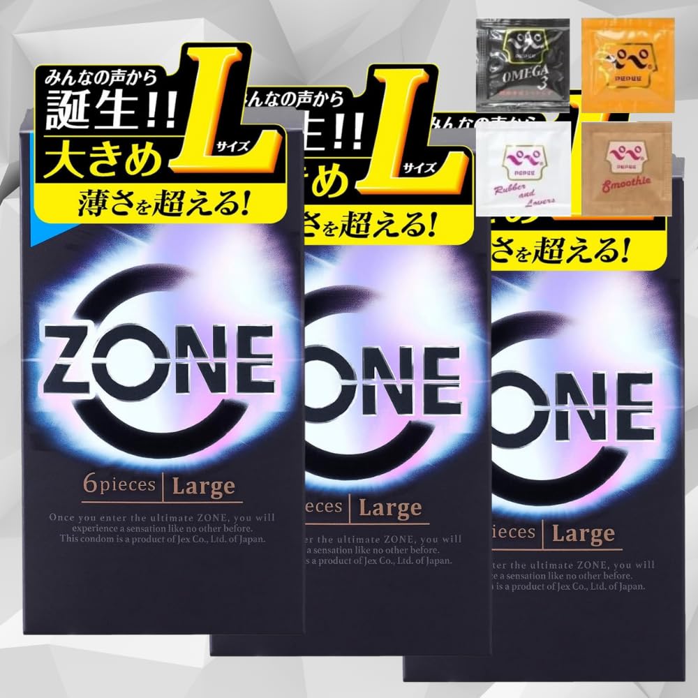 ZONE by Zone Ideal Raw Beyond 6 Condoms per 3 with Pepe Lotion Contraceptive Set Condoms, Large, Gex, Sensation, Thin, Box, Boxes, [Set] 3-Piece