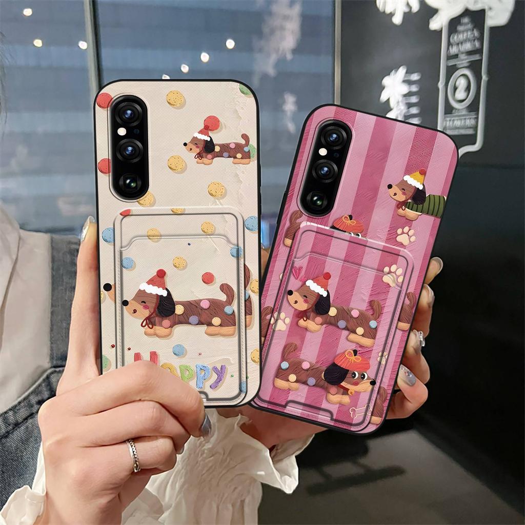 Card slot Shockproof Phone Case For Sony Xperia1 V 2023 Back Cover Card sleeve Fashion Design Soft case Dirt-resistant