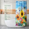 Shower Curtain Sunflowers, Blue Sky Shower Curtain Flower Butterfly Modern Summer Shower Curtain Set Polyester Waterproof Fabric
