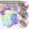 12/24 Arkusze Wycinane Laserowo Naklejki do Nail Artu Szablony do Stemplowania - Zestaw Narzędzi DIY do Manicure Francuskiego