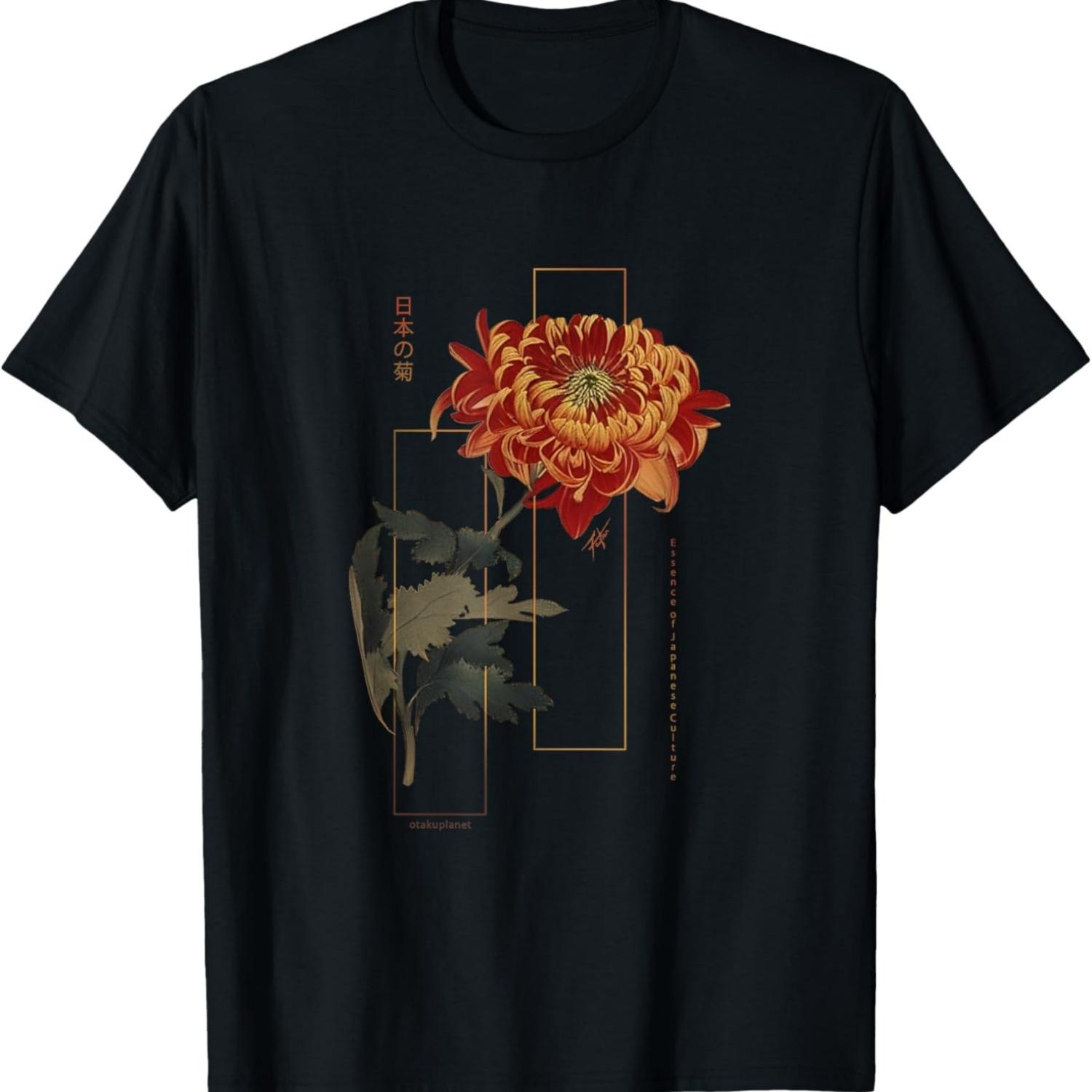 japanese Chrysanthemum flower in soft grunge retro vaporwave T-Shirt S