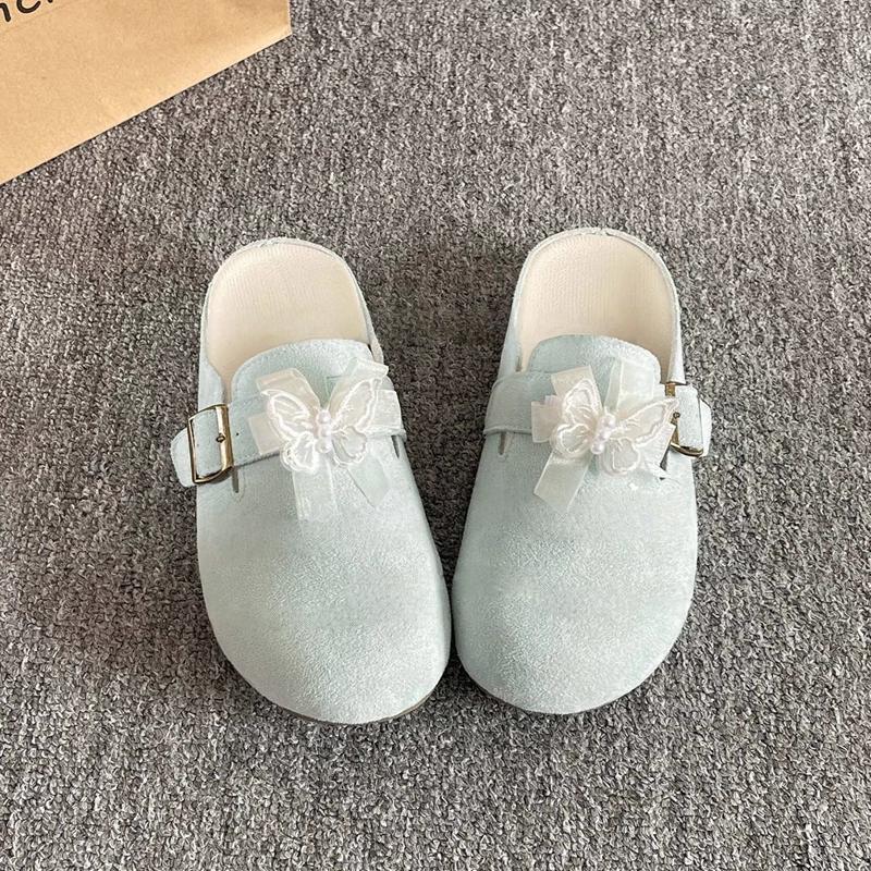 Fashion Sweet Mint Green Close Toe Slides Women Summer 2025 Round Toe Soft Sole Medium Heel Slippers Fashion Soft Sole Outdoor Slippers